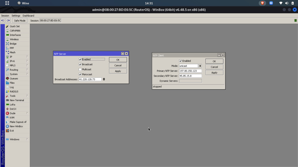 Mikrotik: Configuration du serveur de temps NTP